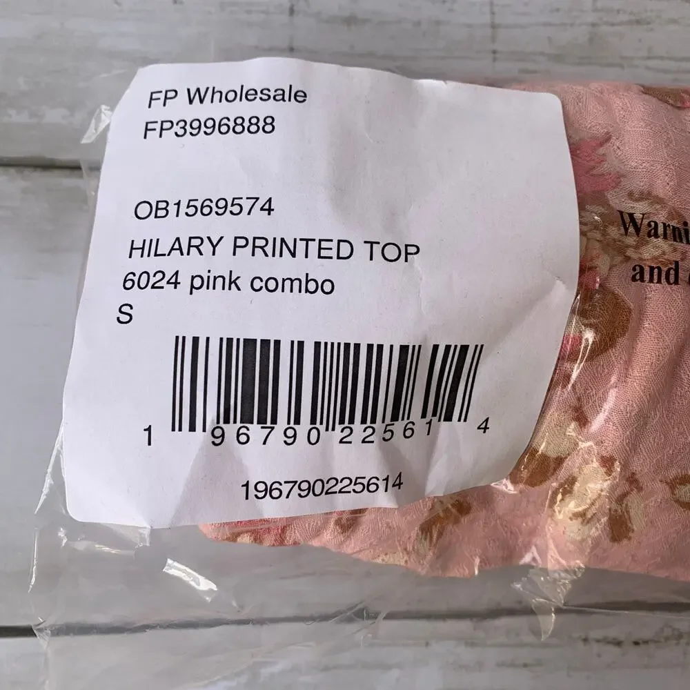 NWT Free‎ People Hilary Printed Top in Pink Combo